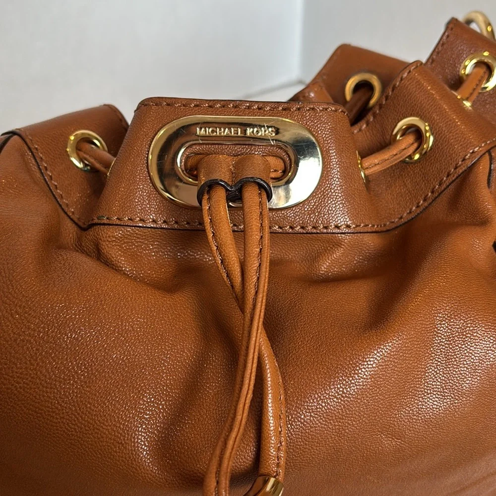 Michael Kors Large Brown Leather Shoulder Bag Gold Hardware